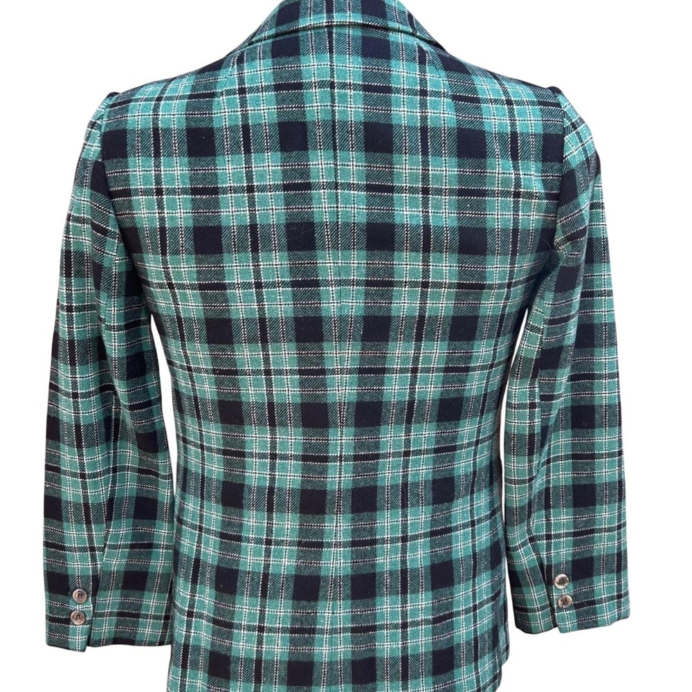 Young Pendleton Womens Plaid Blazer 7/8 Green Black Wool Academic Preppy Vintage